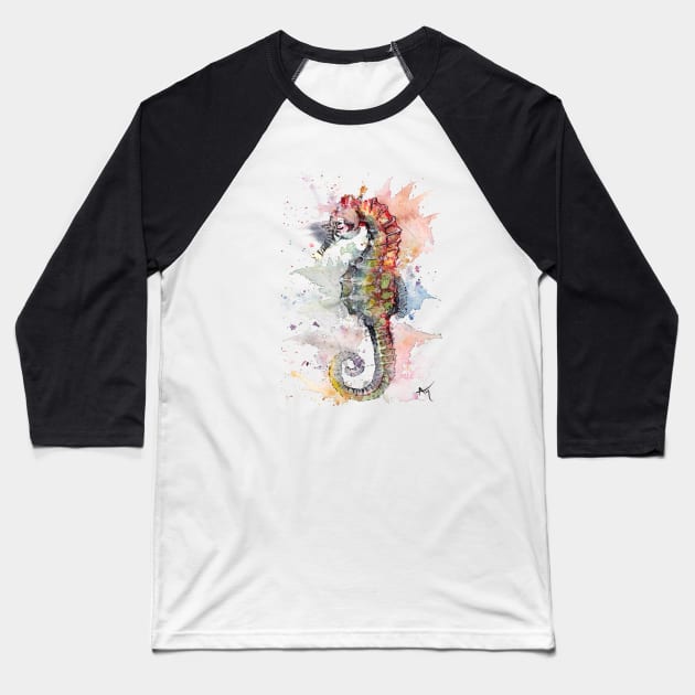 Seahorse Baseball T-Shirt by Andraws Art